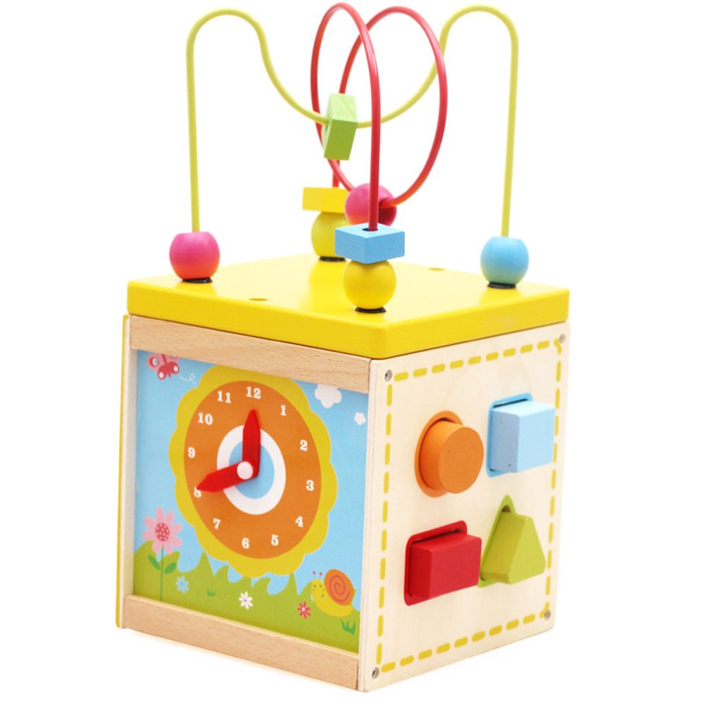 Wooden Beads Wire Toys Multifunction Treasure Box Baby Kids Early