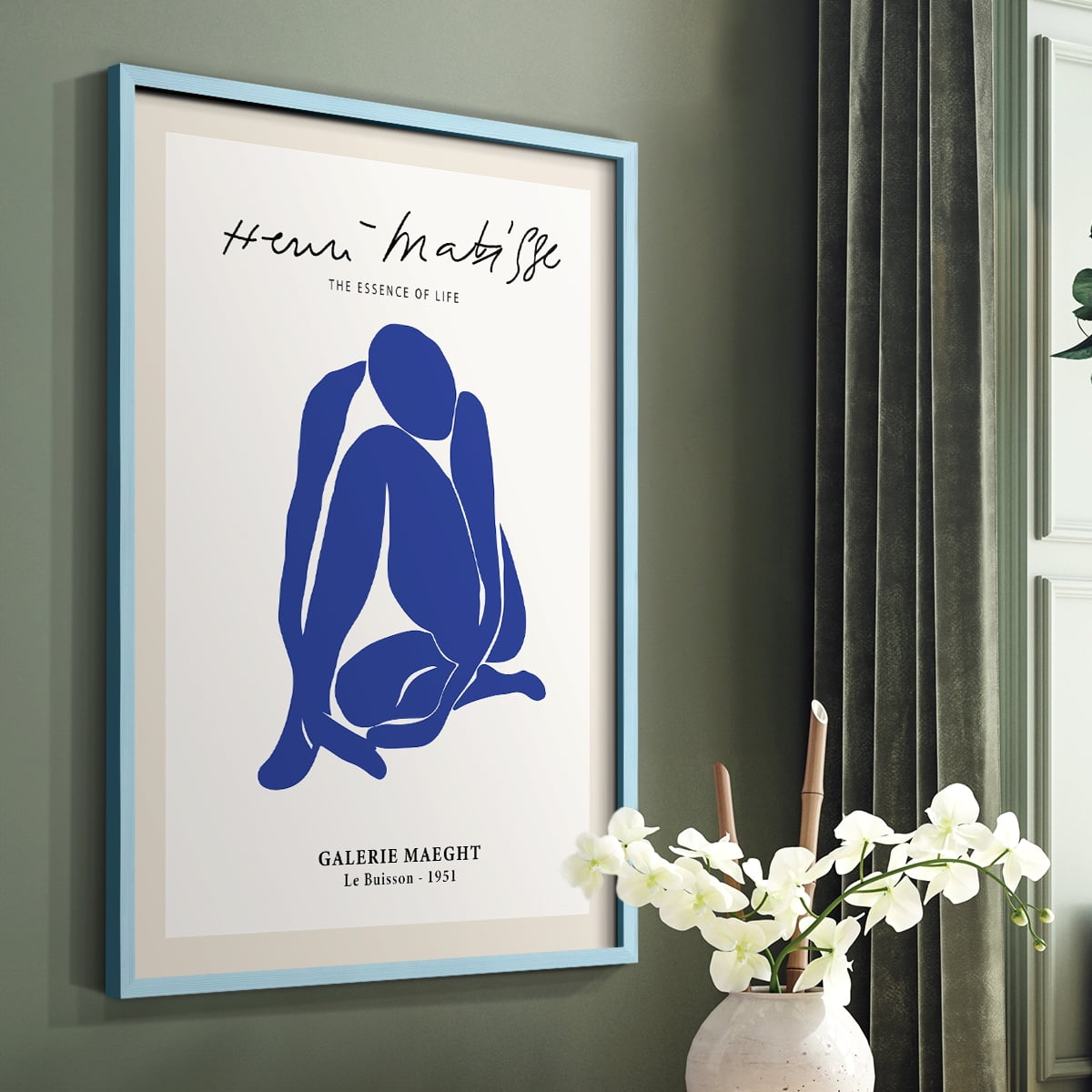 Matisse CXVI Framed Print in Blue Solid Wood 11 x 14 Framed Print