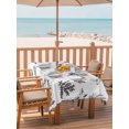 thumbnail image 2 of Outdoor Tablecloth with Umbrella Hole for Patio/Picnic/Party/Camping, Vintage Elk Fox Waterproof Table Cloth Rectangle Table Cover Washable, Rustic Black White Simple Drawn Grass (60"x 120"), 2 of 8
