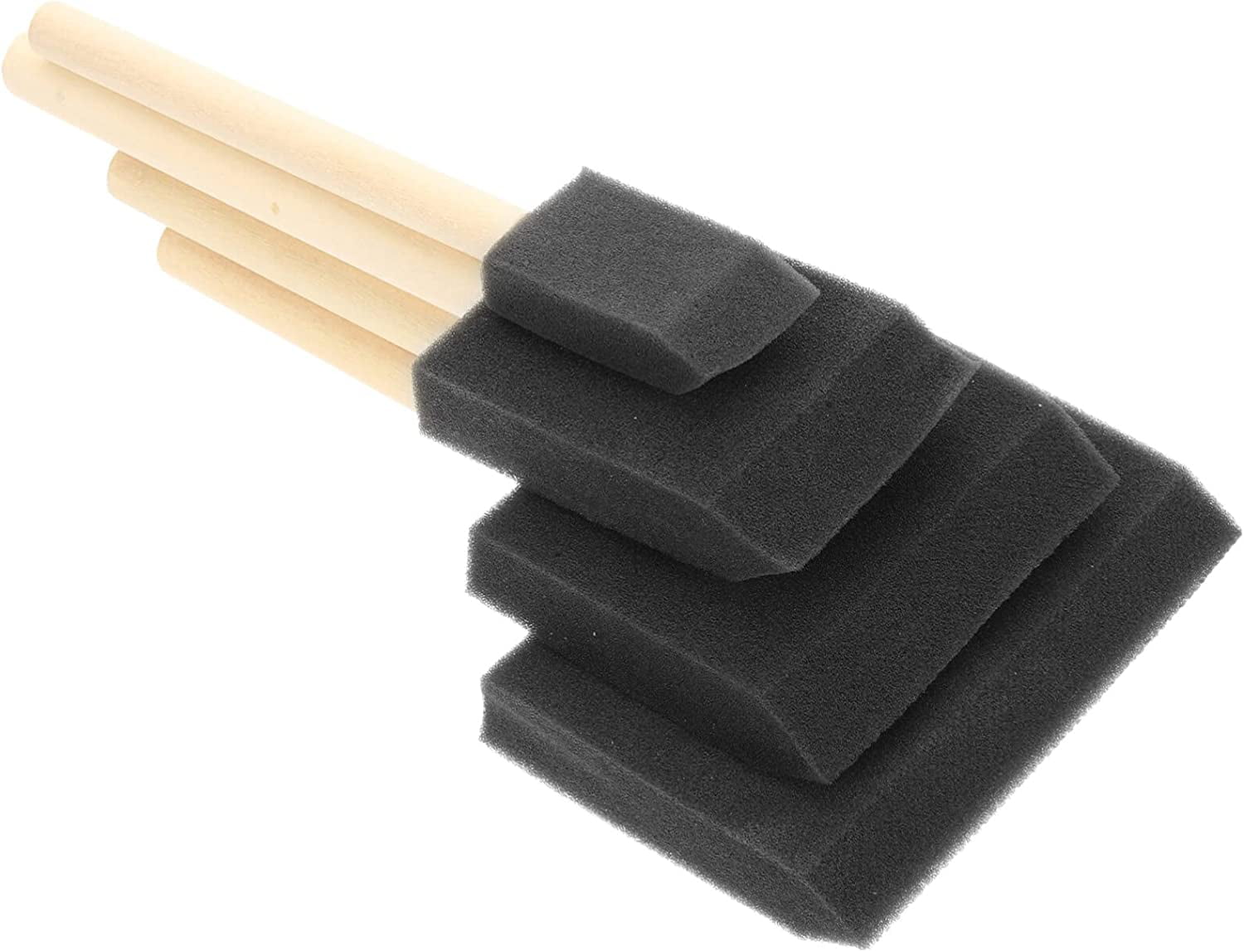 12 Pcs Foam Brushes Black Sponge Paint Brushes Wooden Handle Sponge Brushes  for Painting, Staining, Drawing, Varnishes, DIY Craft Projects, 4 Assorted