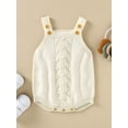 thumbnail image 4 of Gureui Toddler Infant Baby Girls Romper, Adjustable Shoulder Straps Knitting Hollow Out Solid Color Crotch Button Bodysuit, 4 of 9