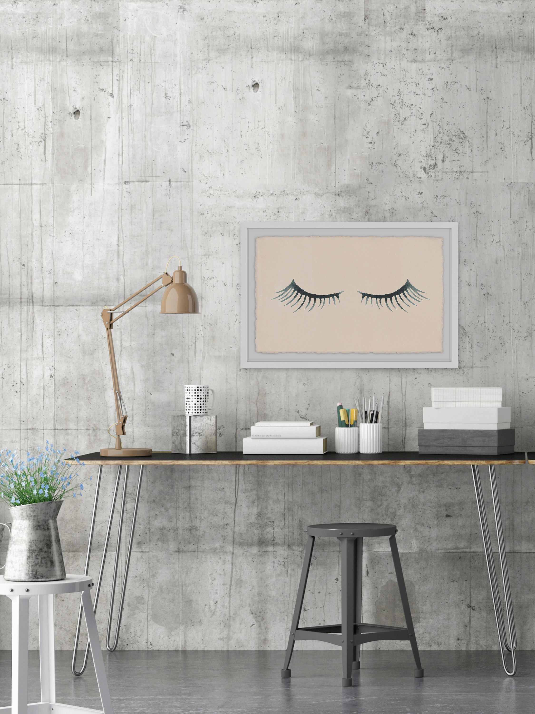 Closed Eyelashes Framed Painting Print