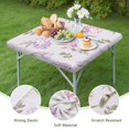 thumbnail image 4 of Square Tablecloth with Elastic Edges 36 * 36 Inch Pioneer Waterproof Vintage Colorful Peony Flower Plants Table Cover Washable Indoor and Outdoor for Party Kitchen Dinner Banquet Patio Picnic, 4 of 6