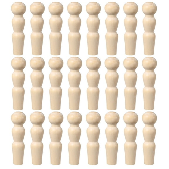 25 Pack Wood Peg, 2 Inch Wooden Peg People, Unfinished Wooden Peg People Bodies Figures for DIY Art Craft Painting
