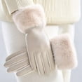 thumbnail image 4 of BadPiggies Women's Winter Gloves Sensitive Touch Screen Cold Weather Windproof Thermal Warm Fleece Lined PU Leather Glove - White, 4 of 8
