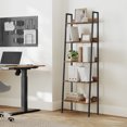 thumbnail image 3 of VASAGLE Bookshelf, 5-Tier Narrow Book Shelf, Ladder Shelf for Home Office, Living Room, Bedroom, Kitchen, Rustic Brown and Black ULLS067B01, 3 of 7