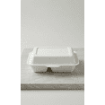 thumbnail image 2 of 9'' x 6'' x 3'' Sugar Cane Fibre Clamshell 2 Compartments ( White ) 100% Compostable 200/Pack, 2 of 4