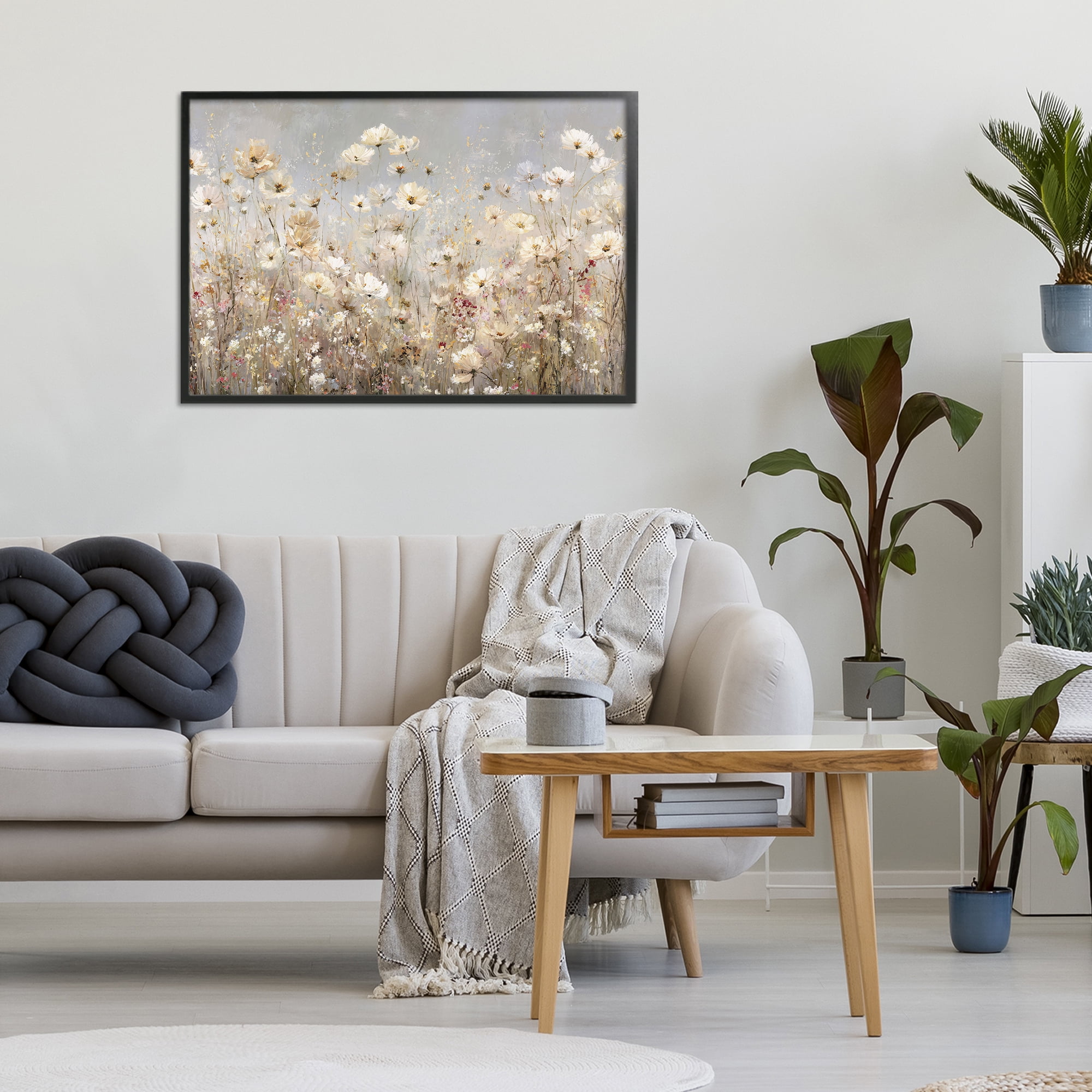 Stupell Industries White Daisy Clusters Meadow Black Framed Giclee Art, design by Jacky Ngan