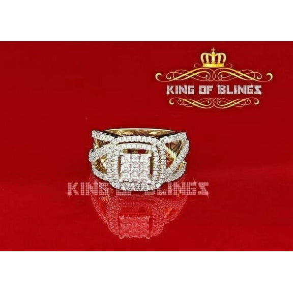 King Of Bling's 925 Sterling Yellow Silver Square 3.50CT Cubic Zirconia Womens Ring Size7.5