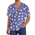 thumbnail image 7 of Lsque Daisies Flowers print Men's Cuban Collar Short Sleeve Shirt Summer Beachwear Casual Button Down Fashionable Vacation Leisure Shirt-Large, 7 of 7