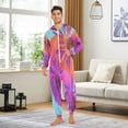 thumbnail image 5 of IAUYY Unisex Adult Onesie Pajamas Ultra-Soft Crystal-Soft Fabric, Halloween Adult Onesie Pajamas Adults,With a Zipper Plus Size Onesie Pajamas, Pinkish-purple Palm Tree, 5 of 7