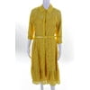 Nanette Lepore Womens Lace Midi Dress Yellow Lemon Zest Size 6
