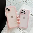 thumbnail image 6 of for iPhone 15 Case Cute Girly Silicone Clear Kawaii Curly Wave Frame Shape Soft Flexible Shockproof Hybrid Phone Cases for iPhone 15, 6 of 17