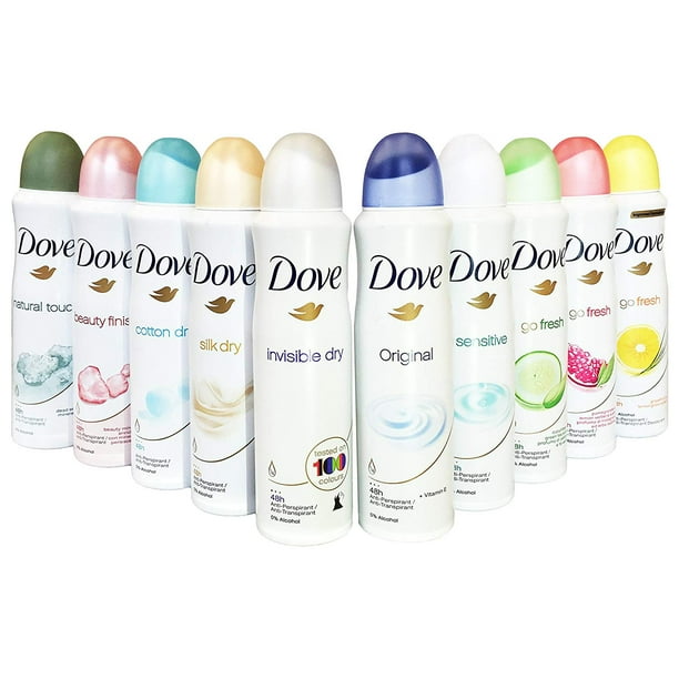 Dove Antiperspirant Spray, International Version, 150 ml (Pack of 10