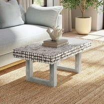 East at Main Distressed Coconut Shell Rectangle Coffee Table, White