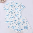 thumbnail image 4 of KinKnit New Valentines Pajamas for Women Cute Bow Heart Printed Pajamas 2 Piece Pajama Set Plus Soft Short Sleeve Button Down Sleepwear Pjs, 4 of 12