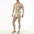 thumbnail image 5 of Fewfanhot Men Solid Fitted Round Neck Thermal Set with Long Sleeves and Elastic Waist Pants for a Streamlined Base Layer, 5 of 9