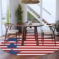 thumbnail image 3 of 4th of July Round Area Rug 8Ft Washable Large Circle Rugs for Living Room Dorm, Independence Day Red Blue Stars Striped Non-Slip Carpet Floor Mats Indoor Outdoor Carpet Runner Aesthetic Home Decor, 3 of 8