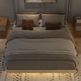 thumbnail image 4 of Queen Size Floating Bed With Led Lights Underneath,Modern Queen Size Low Profile Platform Bed With Led Lights,Natural, 4 of 9