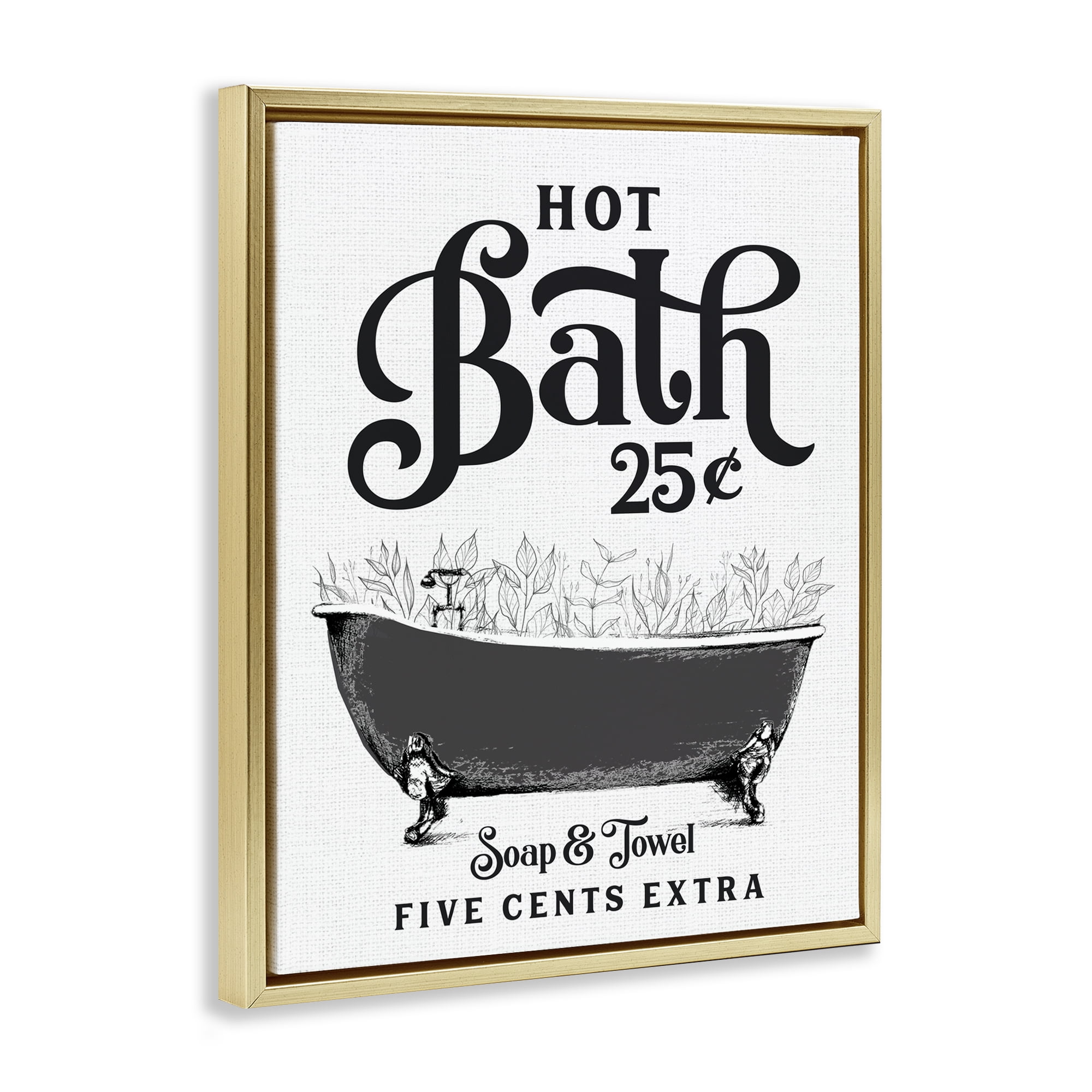Hot Bath with Bubbles Gold Framed Floater Canvas Wall Art, design by Lettered and Lined