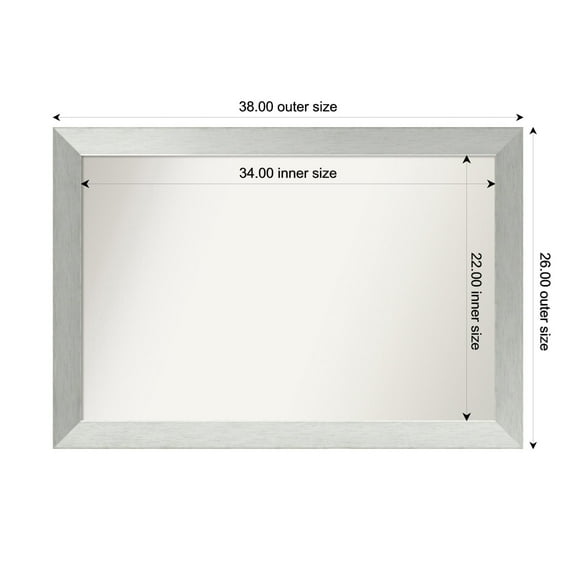 Amanti Art Custom Framed Wall and Bathroom Mirror (26 x 38 in.), Brushed Sterling Silver Frame