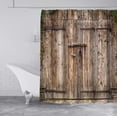 thumbnail image 4 of Brown Barn Door Shower Curtain, Western Country Retro Vintage Wooden Board Barnwood Garage Green Leaves Rural Rustic Farmhouse Bathroom Decor, Waterproof Fabric Shower Curtain, 72 X 72 Inch, 4 of 6
