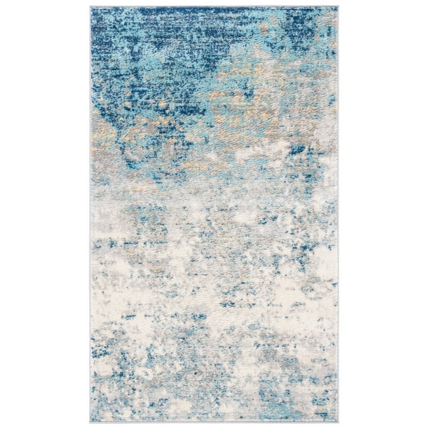 SAFAVIEH Brentwood Alaia Abstract Area Rug, 3' x 5', Light Grey/Blue