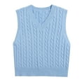 thumbnail image 5 of MESSUEN Sweater Vest Knitted Sweater Cable Knit Sweater Women Womens Top Women Shirts Dressy Summer Tops for Women Blouses for Women Dressy Casual Blue M, 5 of 5