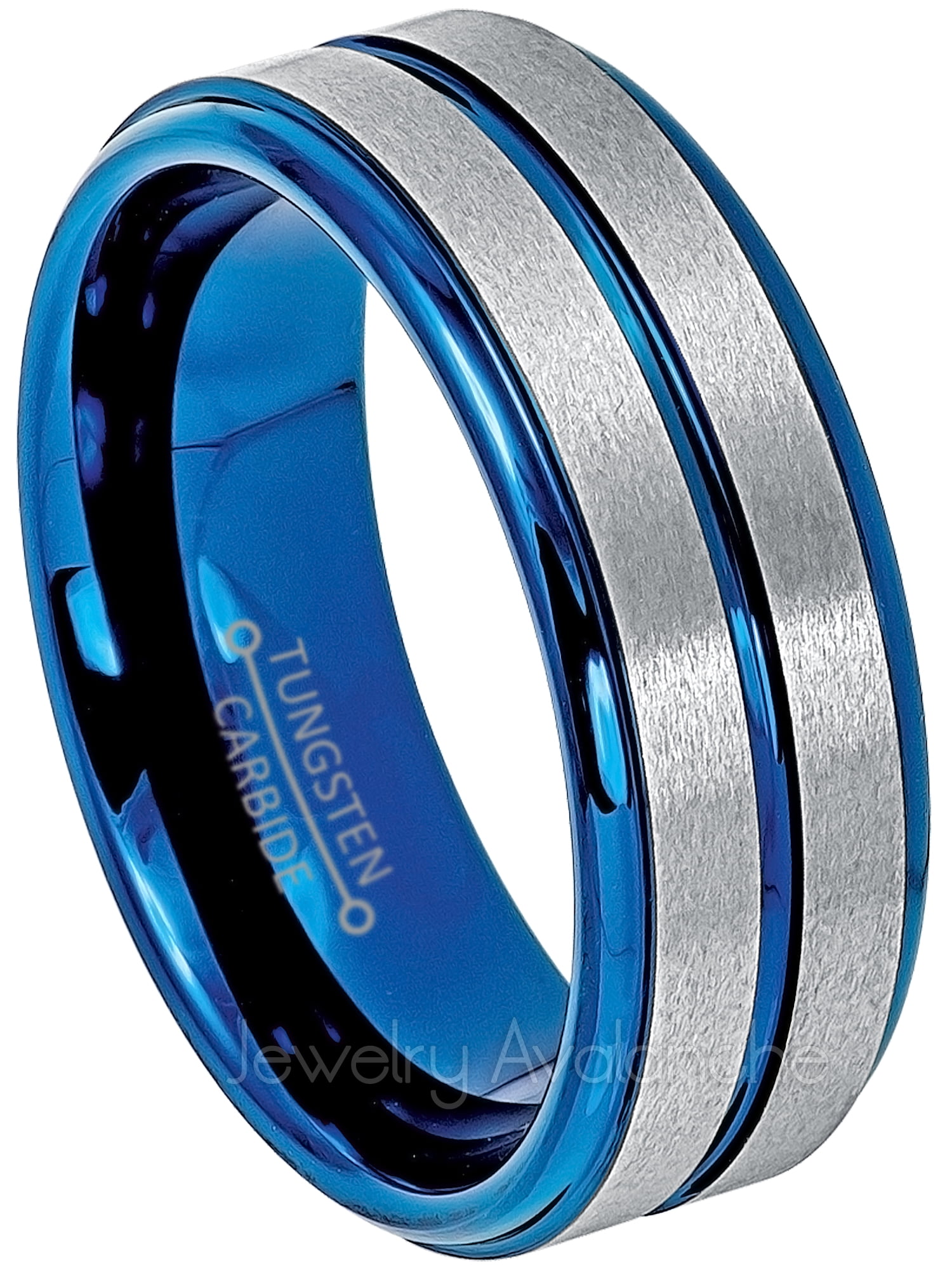 Tungsten Wedding Ring Band for Mens & Womens 8mm Blue Ion Plated