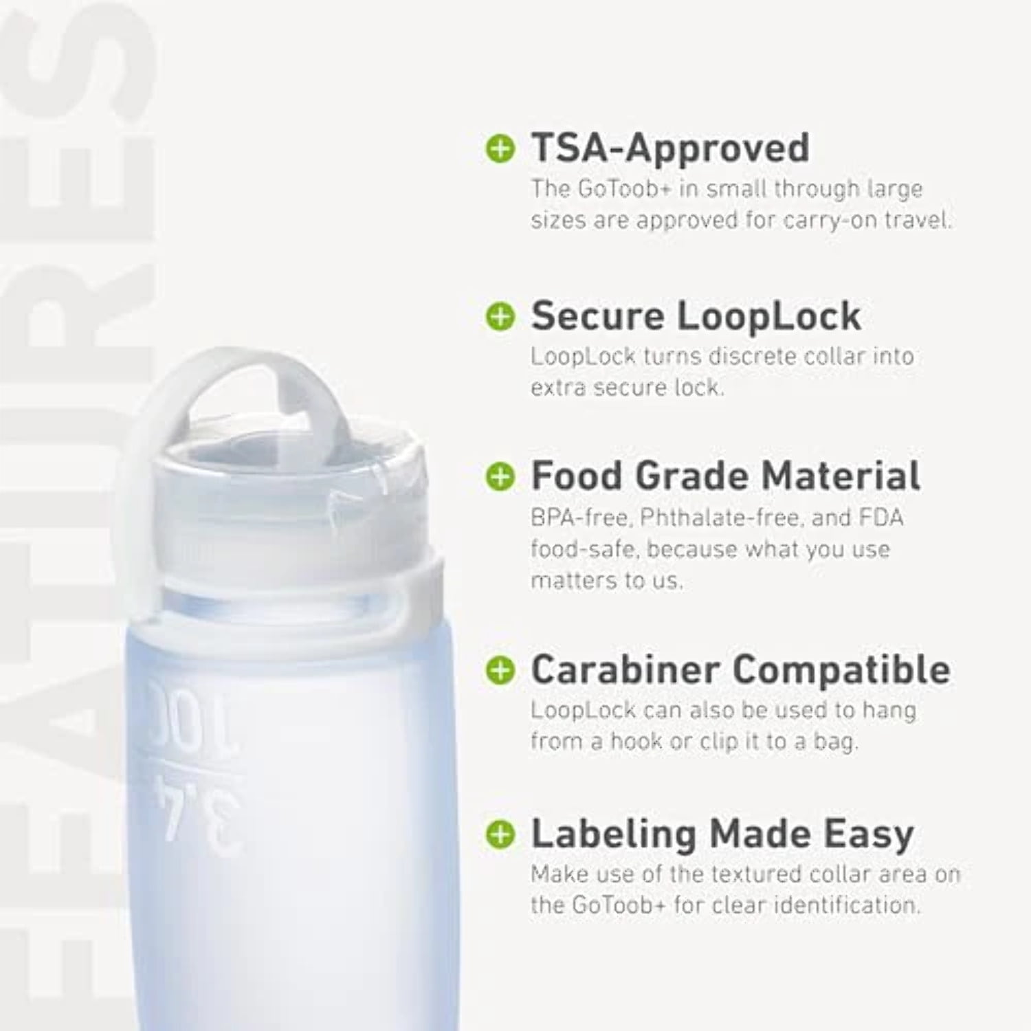 Humangear GoToob+ Soft Silicone Travel Bottle 3-Pack - Medium - Clear/Red/Orange
