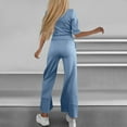 thumbnail image 7 of Cavosen Womens Loungewear Pajama Pants 2 Piece Crew Neck Short Sleeve Top Wide Leg Pants Solid Lightweight Soft Sweatsuit, 7 of 7