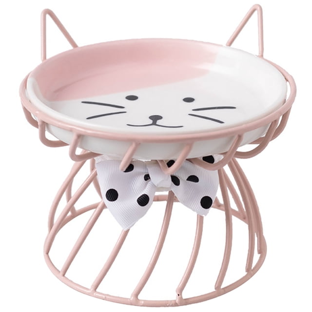 Bol pour Chat Surélevé en Céramique : Bol Rond pour Chiot, Bol d'Alimentation pour Chaton avec Support