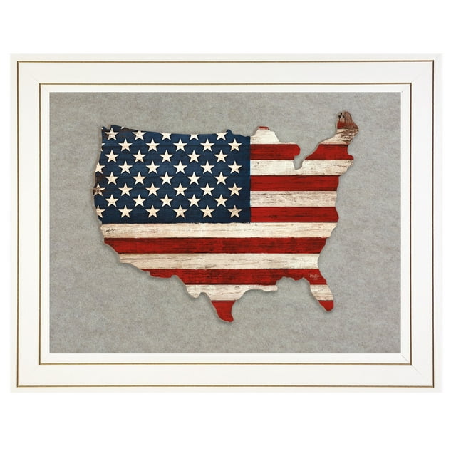 "Old Glory" par Mollie B, Prêt à Accrocher Impression Encadrée 3D, Cadre Blanc