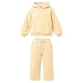 thumbnail image 4 of CAIVO Kids Outfit Sets Solid Color Oversized Long Sleeve Pullover Hoodie With Pocket And Drawstring Wide Leg Sweatpants, Soft Plain Casual 2 Piece Tracksuit For Girls Clothing Set, 4 of 5
