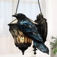 thumbnail image 3 of Dserhfy Raven on Lantern Suncatcher Decoration Indoor Outdoor Gothic Halloween Crow on Lamp Stained Glass Acrylic Hanging Ornament Pendant, 3 of 7