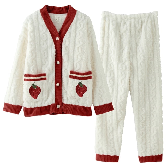 2025 Ensemble de Pyjamas pour Femmes Cardigan Pyjamas Femmes Polaire Corail Pyjamas Flanelle Coton Pyjama Pyjamas Ensemble de Pantalons de Pyjama Conscience du Corps Satin Épaissi