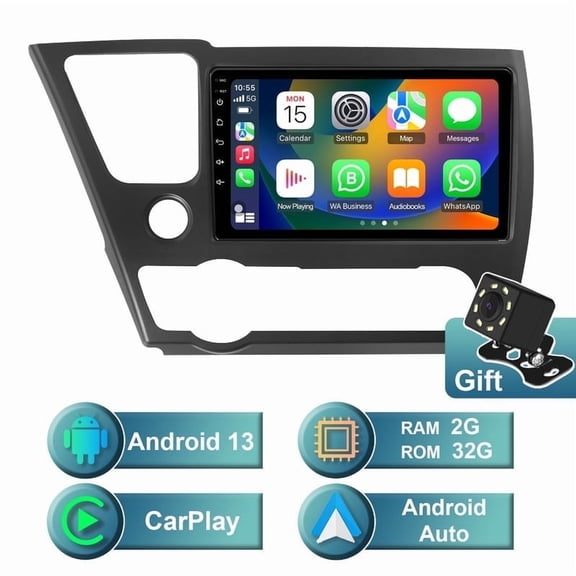 Android 13 Car radio for Honda Civic 2013-2015 with Air Outlet Multimedia Stereo Wireless Carplay Android Auto Autoradio Navigation GPS WIFI Mirror link Camera FM BT 2 32G