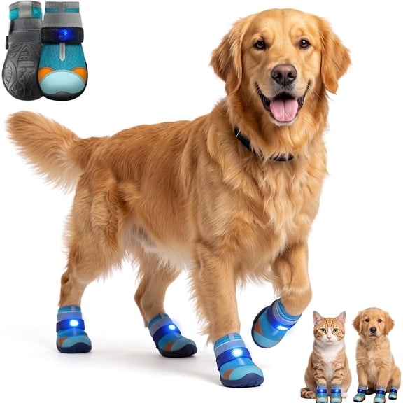 Light Up Dog Shoes for Evening Walks
Night Safety and Hiking, Breathable Mesh Paw Protectors with Anti-Slip Sole