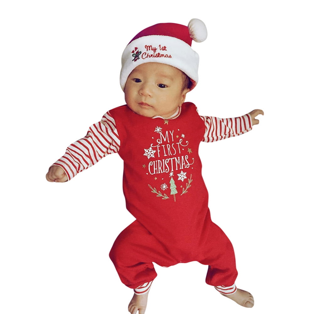 Xzngl Baby Girls Christmas Outfit Christmas Newborn Baby Girls Boys Letter Rompers Jumpsuit Set Outfit Clothes Newborn Christmas Outfit Girls Christma