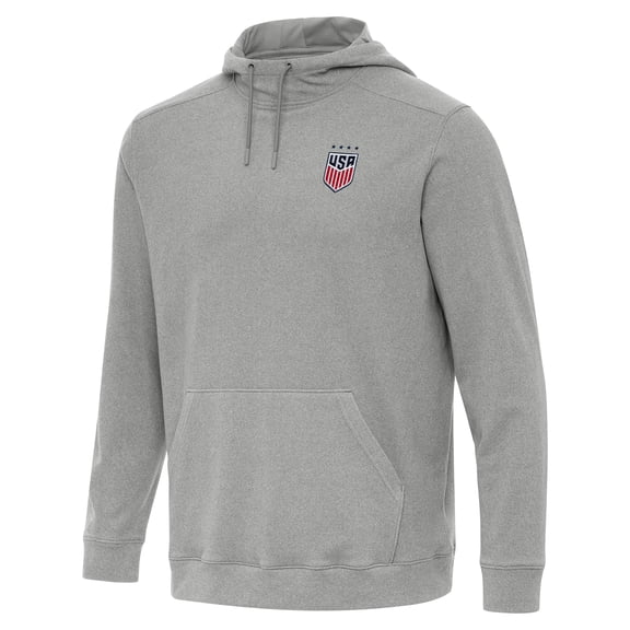 Men's Antigua Heather Gray USWNT Cloud Pullover Hoodie