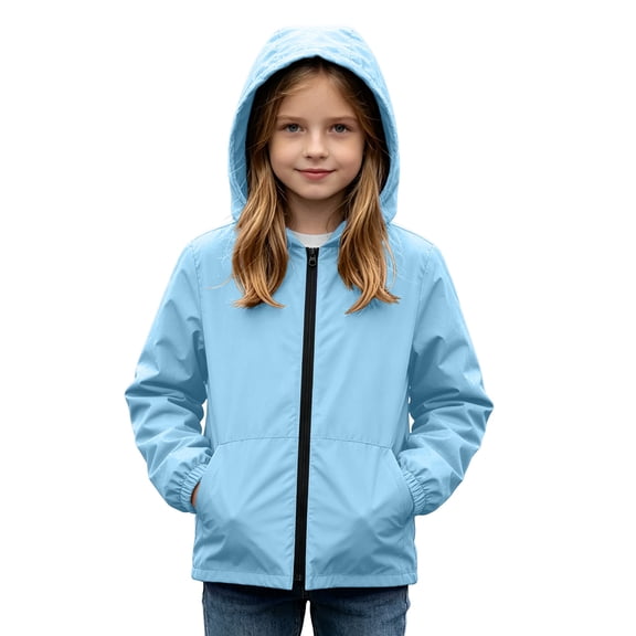 Fancifize Teens Girls Rain Hoodies Jacket Waterproof Windproof Outdoor Hiking Zip Up Hooded Raincoat for Kids 5-16 Years