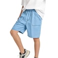 thumbnail image 4 of hengsof Boy's Summer Thin Elastic Waist Shorts Children's Solid Color Pocket Casual Summer Shorts Loose Comfortable Knee Length Shorts Ages 3-14 Years, 4 of 5