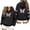Black, variant on Hurxie Women's Graphic Hoodies Print Drawstring Long Sleeve Pocket Sweatshirt Pullover Tops