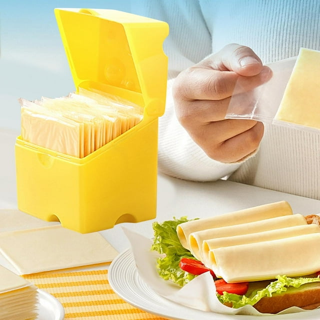 Caja de queso con tapa abatible, contenedor de rebanadas de queso, suministros portátil, fácil de limpiar, caja de almacenamiento de queso, bloque de