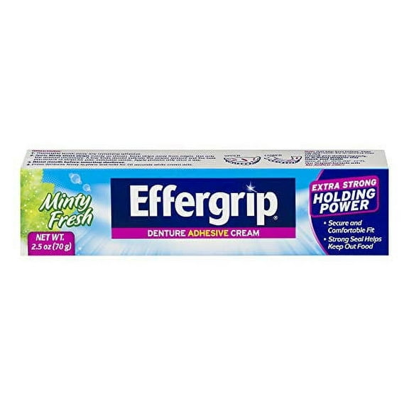 Effergrip Denture Adhesive Cream, Extra Strong Holding Power, 2.5 oz