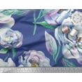 thumbnail image 3 of Soimoi Blue Cotton Duck Fabric Leaves & Floral Print Sewing Fabric BTY 56 Inch Wide, 3 of 3