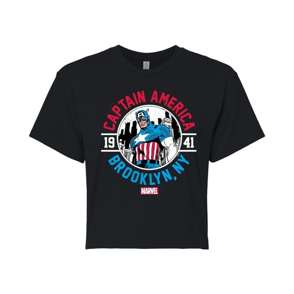 Marvel Captain America - Brooklyn - Juniors Cropped Graphic T-Shirt