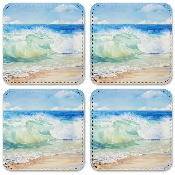 Vinyl Drink Coasters - Set of 4 - Beach Painting