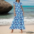 thumbnail image 4 of WILLBEST Faldas Para Mujer Elegante Vestido Casual De Mujer Para Uso Diario, Vacaciones, Casa, Playa Y Con Falda Acampanada Y Estampado Floral, Básico Versátil Para Primavera, Verano Y Otoño., 4 of 4