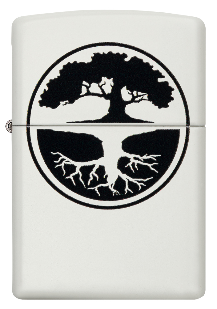Zippo White Matte Tree of Life Windproof Pocket Lighter